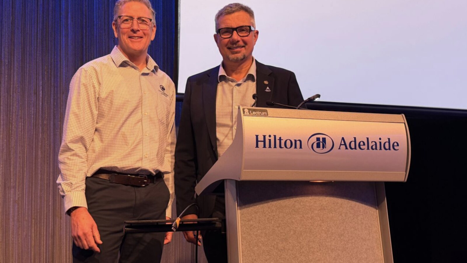 Captains Craig Eastaugh and Marco Blanco presenting at the AMPI Regional Ports and Pilotage Conference at the Hilton Adelaide