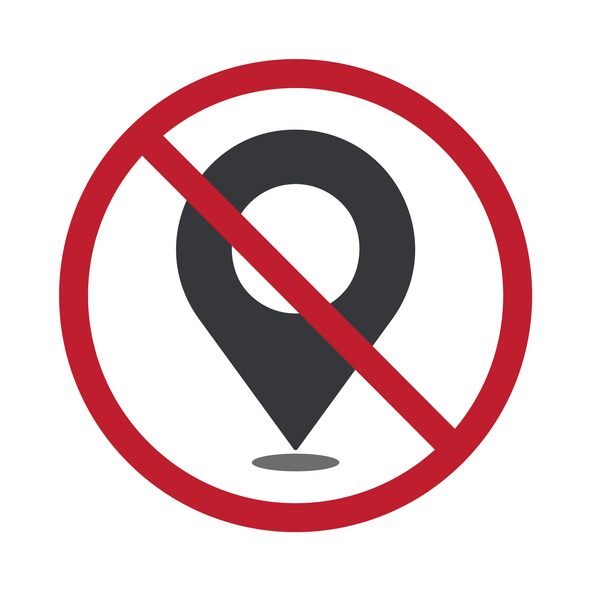 A location pin crossed out, illustrating the loss of satellite positioning and navigation signals